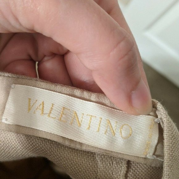 Valentino Light Beige Tan Linen Flowy Skirt Sz 4 / Small - Picture 4 of 8